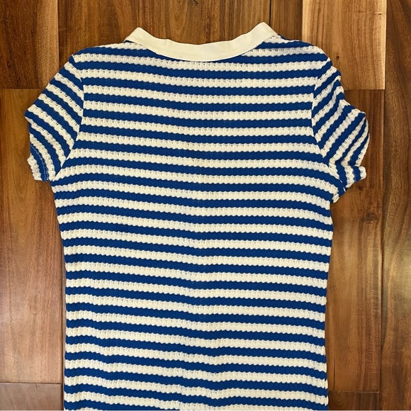 Mango Stripe Knit Jersey Sweater Dress Blue White Button Down Front Size 4. - Picture 12 of 15